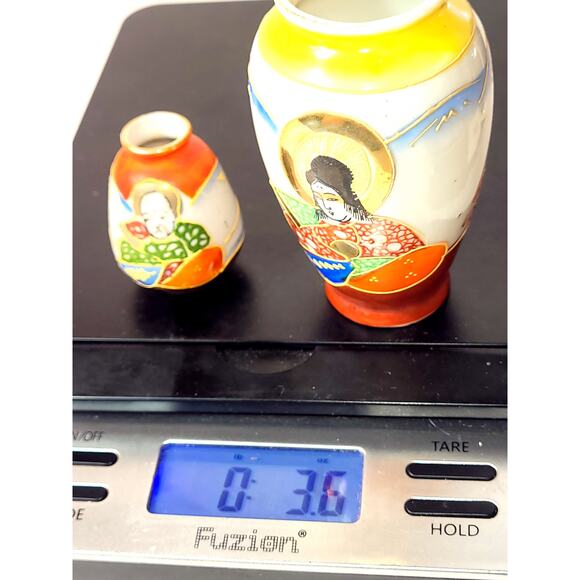 1940's Vintage Miniature 2.5" & 3.5" Occupied Japan Satsuma Hand Painted Vases - Picture 10 of 10